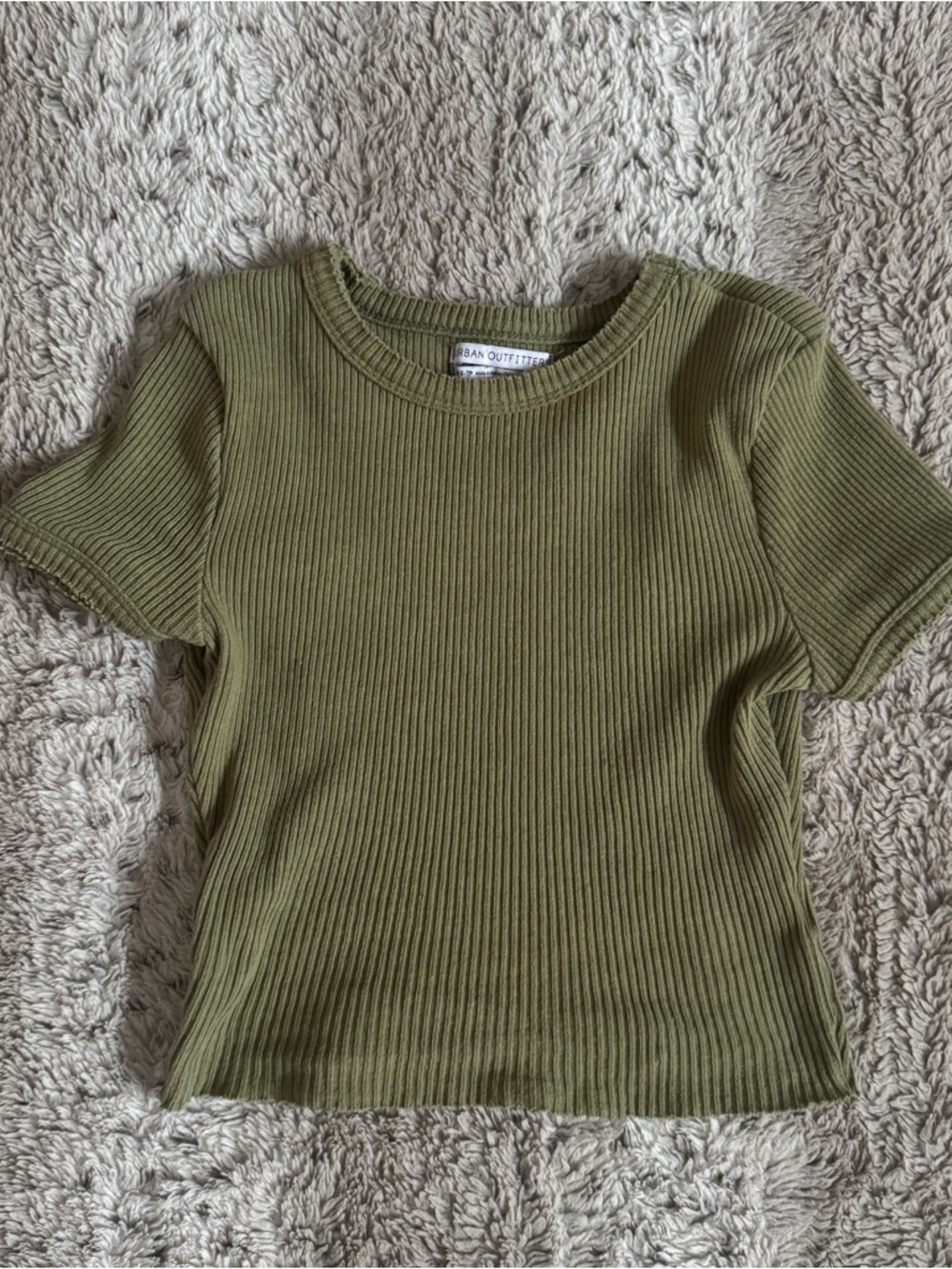 Urban Outfitters Kids Olive Green Ribbed Short Sleeve Tee